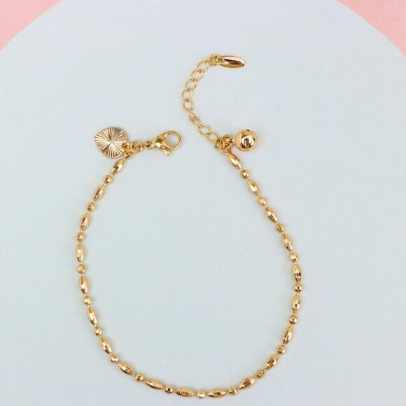 "Beaded Rose Gold Anklet with Shine Charm, XPAL1166 - Picture 4 of 12